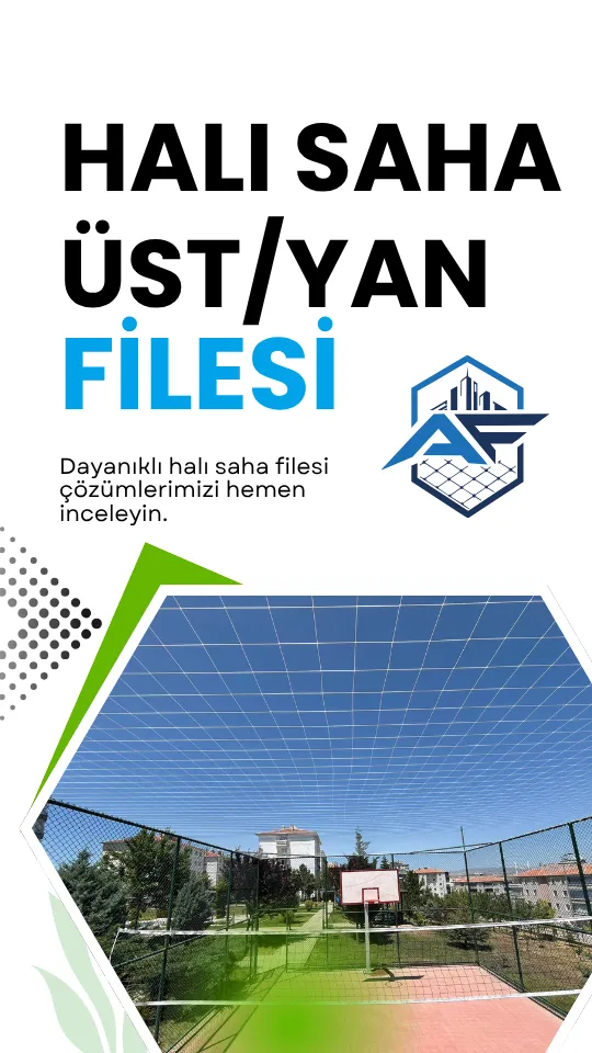 Basketbol ve halı saha alanında top kaçışını önleyen üst ve yan koruma filesi uygulaması